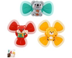3 stuks-Kinderspeelgoed - Babyspeelgoed - Draaiend speelgoed - Met zuignap - Geschikt voor gladde oppervlakken - Geschikt voor baby's van 6 maanden tot 3 jaar - Groen 13*5,5 cm - Rood 11*12 cm - Geel 13,5*13,5 cm