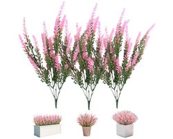 3 stuks Kunst Lavendel - Kunstbloemen - Bundles Kunstbloemen-Kunstbloemen en plastic planten voor thuis - Geschikt voor decoratie in huis - keuken - kantoor - bruiloften en tuin