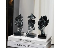 3 Stuks Kunst Stille Beeld Abstract Gezicht Standbeeld Huisdecoratie Creatieve Woonkamer Tv Kast Ornament Bureau Decor Beeldjes Voor Luxe Interieur