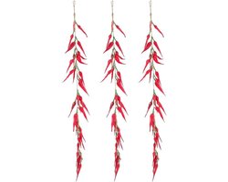 3 Stuks Kunstmatige Hangende Peper Slinger - Realistische Hete Chili Decoratie voor Keuken en Feest - Levensecht Fruit Garland met Wijnstok - Muurdecoratie Boerderij-Thema