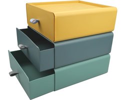 3 stuks kunststof bureauladedoos stapelbare bureau-organizer bureau-organizer met lades, voor bureaus, kaptafels, kantoren, badkamers