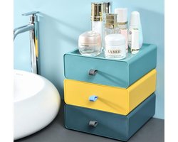 3 stuks kunststof stapelbare bureauladedoos bureau-organizer met lades bureau-organizer voor kantoren, badkamers, bureaus, kaptafels