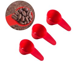 3-stuks maatlepelset - Koffiemaatlepel - Koffiepoederlepel - Koffiebonenlepel - Kruidenlepel - Met schaalverdeling - Keukengereedschap - 9,3*5 cm - Geschikt voor koffiepoeder, koffiebonen, zaden, kruiden, meel, enz. -rood