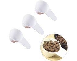 3-stuks maatlepelset - Koffiemaatlepel - Koffiepoederlepel - Koffiebonenlepel - Kruidenlepel - Met schaalverdeling - Keukengereedschap - 9,3*5 cm - Geschikt voor koffiepoeder, koffiebonen, zaden, kruiden, meel, enz. -wit