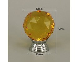 3 Stuks Meubelknop Kristal - Geel & Zilver - 4.2*3.2 cm - Meubel Handgreep - Knop voor Kledingkast, Deur, Lade, Keukenkast