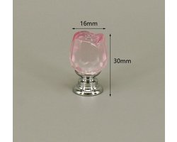 3 Stuks Meubelknop Kristal - Roze & Zilver - 3*1.6 cm - Meubel Handgreep - Knop voor Kledingkast, Deur, Lade, Keukenkast