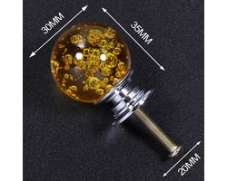 3 Stuks Meubelknop Kristallen Bol - Geel - 3.5*3 cm - Meubel Handgreep - Knop voor Kledingkast, Deur, Lade, Keukenkast