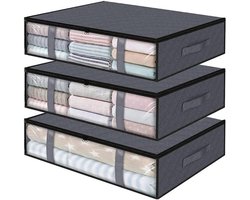 3 Stuks - Opvouwbare opbergboxen onder bed – Kledingopslag En Organizer Boxen Onder Bed Voor Slaapkamer, Kast Of Huis - Ruim En Sterk - kledingopslag – set organizers