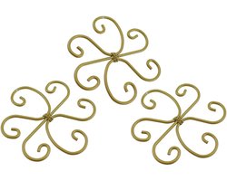 3 Stuks - Plantenondersteuning - 10,5 x 10,5 cm - Plant Ondersteuning Clips - Plantensteun - Plantenhouders - Metalen steun voor bloemstukken - Anti-kantelbeugel - Plantensteel Stabilisator - Goud - IJzer