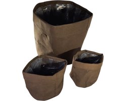 3 stuks - Plantentas - Planten pot - Plantenzak - Papier- Karton- Donker Groen - Army Green - 23cm en 11cm hoog - 23cm en 10cm diameter
