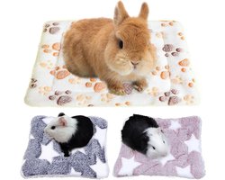 3 Stuks Pluche Dierenbed voor Kleine Dieren - Warm en Fluffy Bed voor Cavia's, Konijnen en Knaagdieren