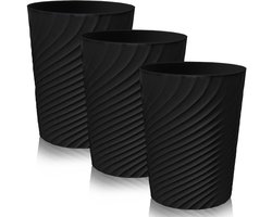 3 stuks prullenbak kantoor, prullenbak kantoor, prullenbak, vuilnisemmer klein, papieren vuilnisemmer zonder deksel, prullenbak, zwarte prullenbak voor keuken, woonkamer, kinderkamer