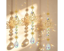 3 Stuks Raamkristal - Kristallen Zonnevangers - zonnehanger - crystal Moon Suncatcher - Kleurrijke Raamhangers met Ketting - Raam Decoratie - Maan zonnevanger - Raamdecoratie - Lichtreflecterende Decoratie - kristal voor thuis, kantoor en tuin
