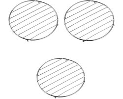 3-stuks Rond koelrek - Hitte-isolerend rek van roestvrij staal - Rond grillrek - Hittebestendig rek voor kookgerei - Voor het warm houden van voedsel - Om te stomen en te koken - Geschikt voor keukenisolatie, aanrechtbladen en eettafels - Zilver