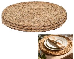 3-stuks Rotan placemats - Geïsoleerde onderzetters - Placemats - Woondecoratie - Diameter 30 cm - Geschikt voor restaurants, keukentafels, thuis, feesten, bruiloften en cateringlocaties - Bruin