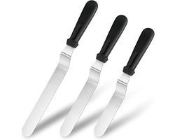 3 stuks set - Cake crème spatel - bakken gadget - roestvrij staal - 6/8/10 inch - zwart