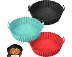 3 Stuks Siliconen Bakje - Siliconen vormen voor heteluchtfriteuse - Airfryer Accessoires - BPA Vrij - Herbruikbaar - Bakpapier Alternatief - Bakvorm - Anti Aanbak - Voor Airfryer, Oven, Magnetron, Cakevorm - Hittebestendig