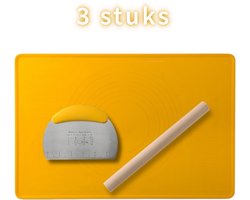3 stuks siliconen deegmatten - set van klein formaat - 60x40 cm - voor het kneden en rollen van deeg - geel