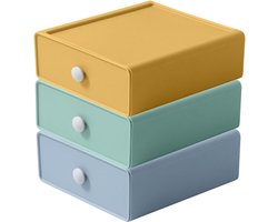 3 stuks stapelbare ladeboxen, kantoor, stapelbare ladebox, bureauorganizer met laden, desktop, ladetoren, voor bureaus, kaptafels, kantoren, badkamers, keuken