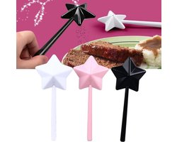 3 Stuks Star Wand zout- en Peperschudbekers Leuke Stijl Toverstaf Zout-peperstrooiers Keuken Decoratief voor Thuis Koken - roze - zwart - wit .