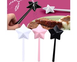 3 Stuks Star Wand zout- en Peperschudbekers Leuke Stijl Toverstaf Zout-peperstrooiers Keuken Decoratief voor Thuis Koken - roze - zwart - wit .