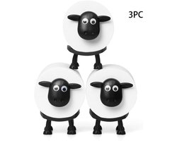 3 Stuks Toiletpapierhouder - wc rolhouder - toiletrolhouder staand - Toiletpapierhouder met schapenprint - 8,5*9*10,5 cm - 3D-geprinte toiletpapierhouder met schapenprint - Schapen toilet rol houder - tissuehouder - zwart
