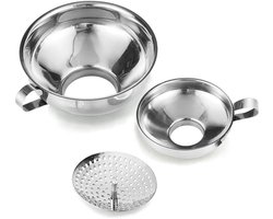 3 stuks trechter rvs - Trechter - trechter - zeef - trechter keuken - 5.2cm/3.5cm - keukengereedschap - vaatwasserbestendig - voor Brede en Normale Potten - voor glazen flessen, kruidenpotjes - zilver - Glipte erdoorheen