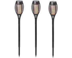 3 Stuks - Tuinlamp Fakkel - Solar - Realistisch vlameffect - 48 cm - Brandt 6-8 uur
