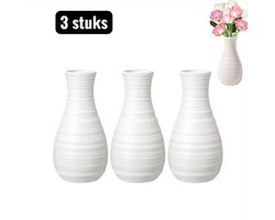 3 stuks - Vaas - Plastic Kunst Vaas - Breekbestendige Decoratieve Vaas - Minimalistische Kunstbloemen Houder voor Woonkamer -Woonkamer accessoires - Wit
