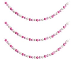 3 stuks vilten bal slinger - 7,88 voet - 30 ballen - roze pom pom slinger voor thuisdecoratie - wol vilt bal kerstboom slinger voor Halloween, Kerstmis en feestelijk thuis - kamerdecoratie