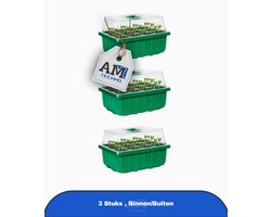 3 Stuks Zaad Starter Bakken met Koepel en Basis - 12 Gaten X 10 Stuks, Verstelbare Vochtigheid, Lichtgewicht Plastic Planten Kweekset voor Kas en Tuin, Binnen/Buiten Gebruik, Geen Elektriciteit Vereist, Klassiek Ontwerp, Tuinieren Planten