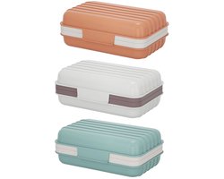 3 stuks - Zeepbakje douche - Zeepbakje - Zeephouder - Zeepdoos - Zeepdoosje met Deksel - Draagbare Bar Zeepetui - Badkamer Accessoires - Reisformaat Toiletartikelen - voor thuis badkamer reizen kamperen - Zeephouder voor vakantie en reizen