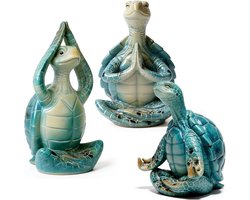 3 Stuks Zeeschildpaddecoratie, Hars Yoga Sculptuur en Meditatiebeeld voor Zen Tuin, Strand en Badkamer Decoraties