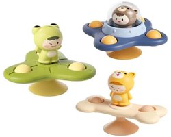 3 stuks zuignap spinner speelgoed, baby bad speelgoed, sensorisch speelgoed voor 1-3 jaar oude jongens en meisjes, baby essentials voor op reis, friemel speelgoed voor peuters van 1-3 jaar, verjaardagscadeaus voor 1-3 jaar oude jongens en meisjes