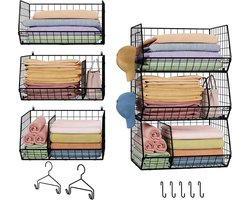 3 Tier Closet Opknoping Planken Met Verdeler, Kast Organisatoren en Opslag, Kleding Opknoping Organizer Kleding Opberger Truien Schoenen Handtassen Koppelingen Accessoires