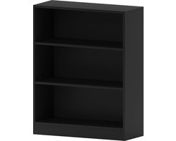 3 Tier Lage Boekenkast Zwart Houten Rekken Display Opslag Unit - Kantoor Woonkamer Meubilair