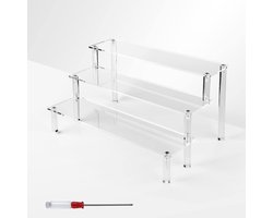 3-traps acryl riser displaystandaard, 30 cm display riser rek, transparante acryl organizer, tafelrek voor make-uptafel, cupcake, parfum, skincare, cosmetica, sieradenstandaard (1 stuk)