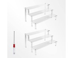 3-traps acryl riser displaystandaard - display riser rek - transparante acryl organizer - tafelrek - kaptafel cupcake parfum skincare - cosmetica sieradenstandaard - 30 cm (2 stuks)