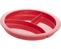 3-vaks Bord met zuignap en hoge rand, voorkomt schuiven - bord met vakken - Rood
