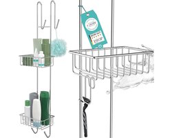 3-Vaks Doucheplank met Anti-Roestbescherming en Gratis Scheerhouder 80 cm - Om Op te Hangen aan Douchewand - Geschikt voor Wanddikte tot 3 cm