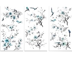3 Vellen Inkt Bloem Takken Wrijven Op Stickers Voor Meubels Houten Kast Garderobe Koelkast Deur Tafel Diy Decor Sticker Chinese Schilderen Decoratie Transfers
