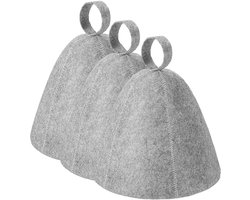 3 vilten saunamutsen, stijlvol en eenvoudig grijs, absorberende haardroogmutsen, vilten mutsen voor warmwaterbaden en sauna's