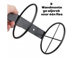 3 - Wandmontage wijnrek voor één fles - Rode wijnfles - Displayrek - Metaal - Smeedijzer - Hangend - 13,5 * 9,5 cm - Zwart