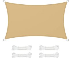 3 x 4 m rechthoekig zonnescherm, rechthoekig zonnescherm voor terras, schaduwdoek voor buiten, waterdichte zonneschermen voor buiten, rechthoekig zonnescherm, voor terras, achtertuin, gazon, tuin - Khaki - 3*4m