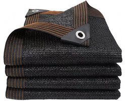 3 x 4 m schaduwnet voor tuin, zwart, schaduwnet met oogjes, 90%-95% UV-bestendig, voor tuin, planten, kas, schuur, buiten erf