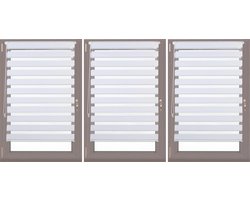3 x duo rolgordijn - lichtdoorlatend - zonder boren - 90 x 150 cm - wit