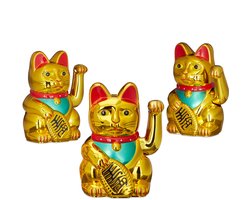 3 x Maneki Neko - zwaaiende kat - geluksbrenger Chinese kat - gelukskat