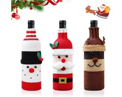 3 x Wijnfleshouder - Wijnrekken - kerstwijnfleshoezen - kerstversiering - voor Christmas Wine Bottle Coverst、 Vakantie Feest 、tafeldecoraties Meer （10 x 27CM）