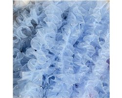 3 yards 11 cm geplooid organza lint ruches kanten boord met parels organza kantband tule kant stof kantstof kantband voor applicaties kleding doe-het-zelf naaien knutselen blauw