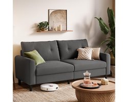 3-zits bank 200x78x88 cm met verstelbare zitdiepte, moderne corduroy sofa, compacte woonkamer bank, comfortabele design bank, grijs – NoviHome